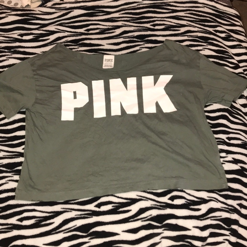 “ PINK “ Olive Green Top